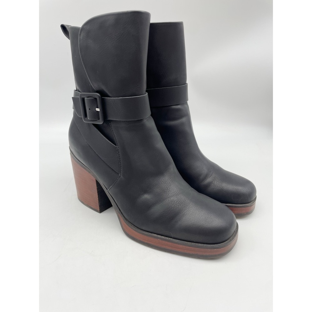 Kork Ease Marci Black Faux Leather Heeled Boot 8 1/2 M